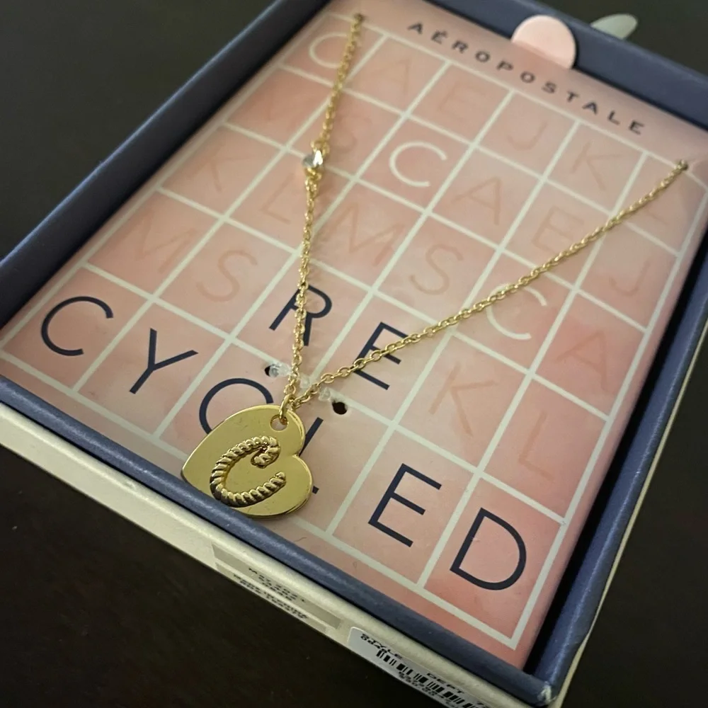 Aeropostale Gold Plated Monogram C Necklace Pendant NWT Gift for Her